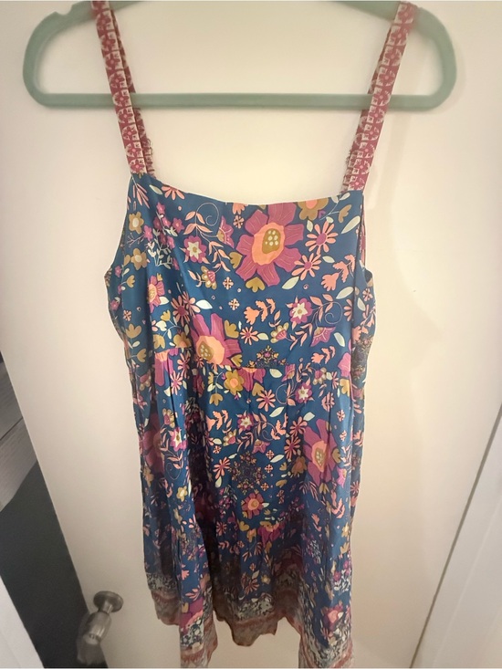NATURAL LIFE Dresses & Skirts - Natural Life Blue Floral Sundress with Pink & Yellow Blooms